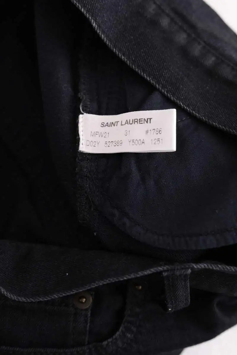 Jean droit Saint Laurent Noir en Coton