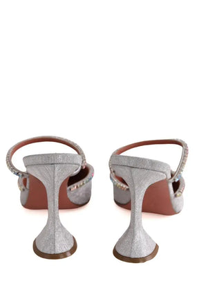 Talons Amina Muaddi Argent en Cuir