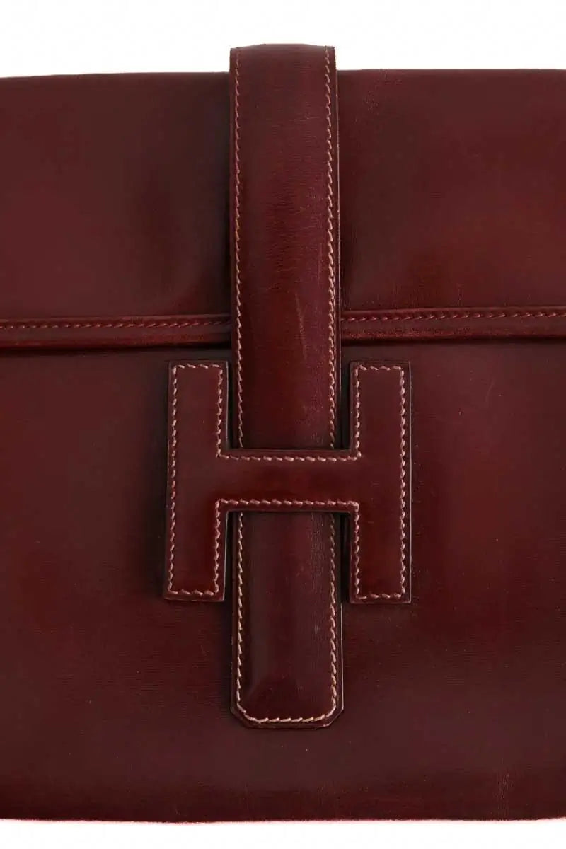 Pochette Hermès Jige Bordeaux en Cuir