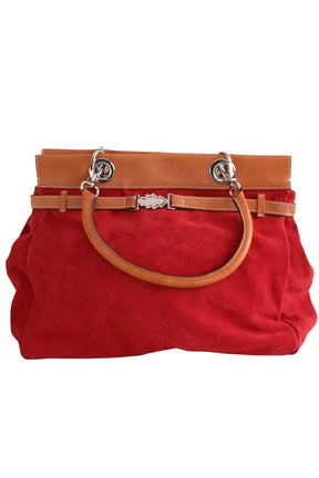 Cabas Ines de la Fressange Rouge en Daim - Seconde Main