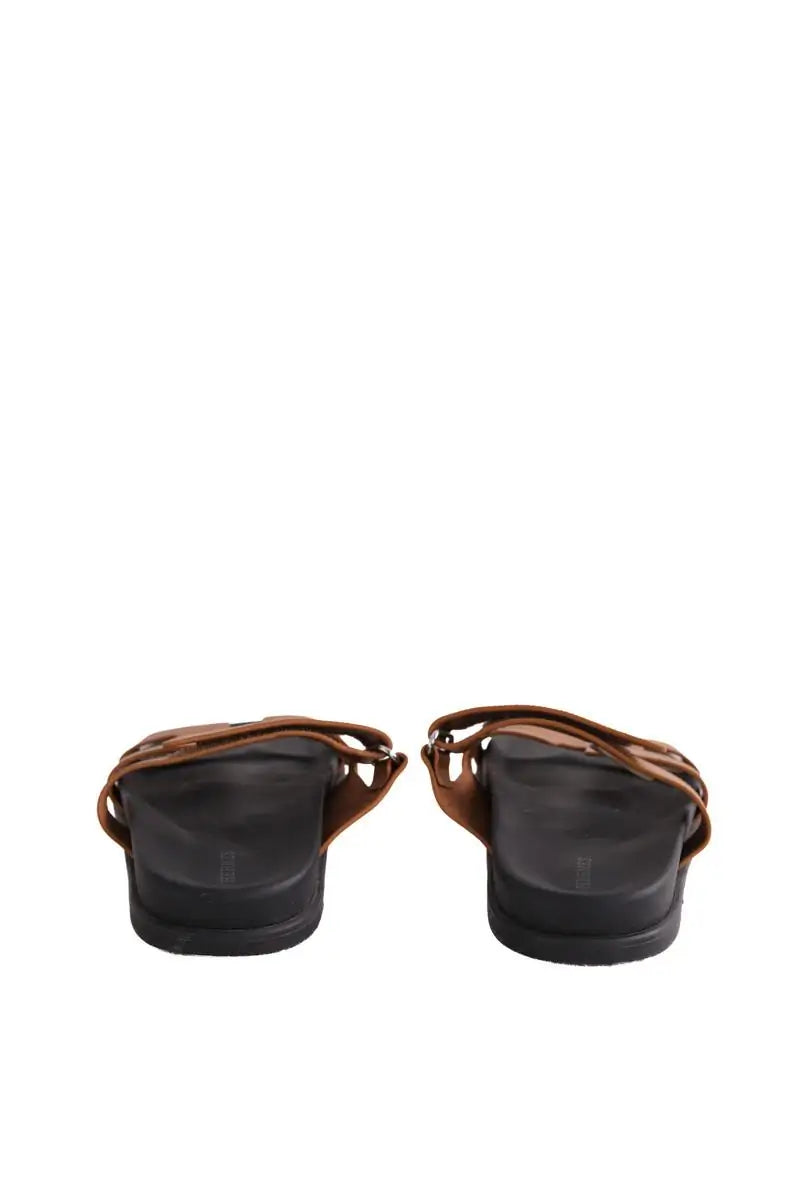 Mules Hermès Chypre Camel en Cuir