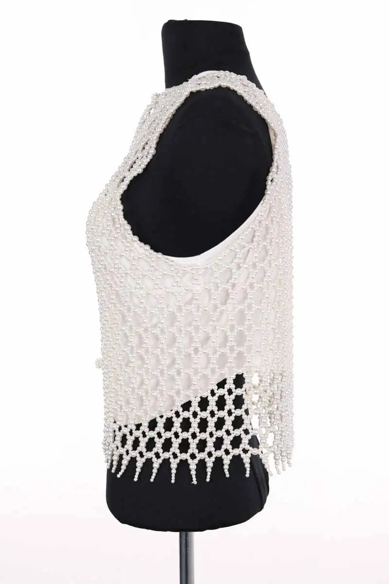 Top sans manche Maje Blanc en Synthétique
