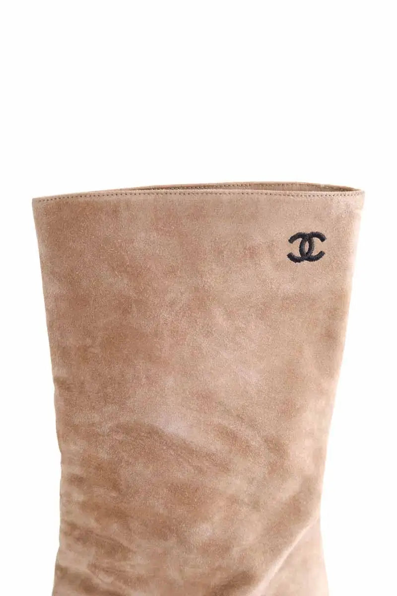 Bottes Chanel Camel en Daim