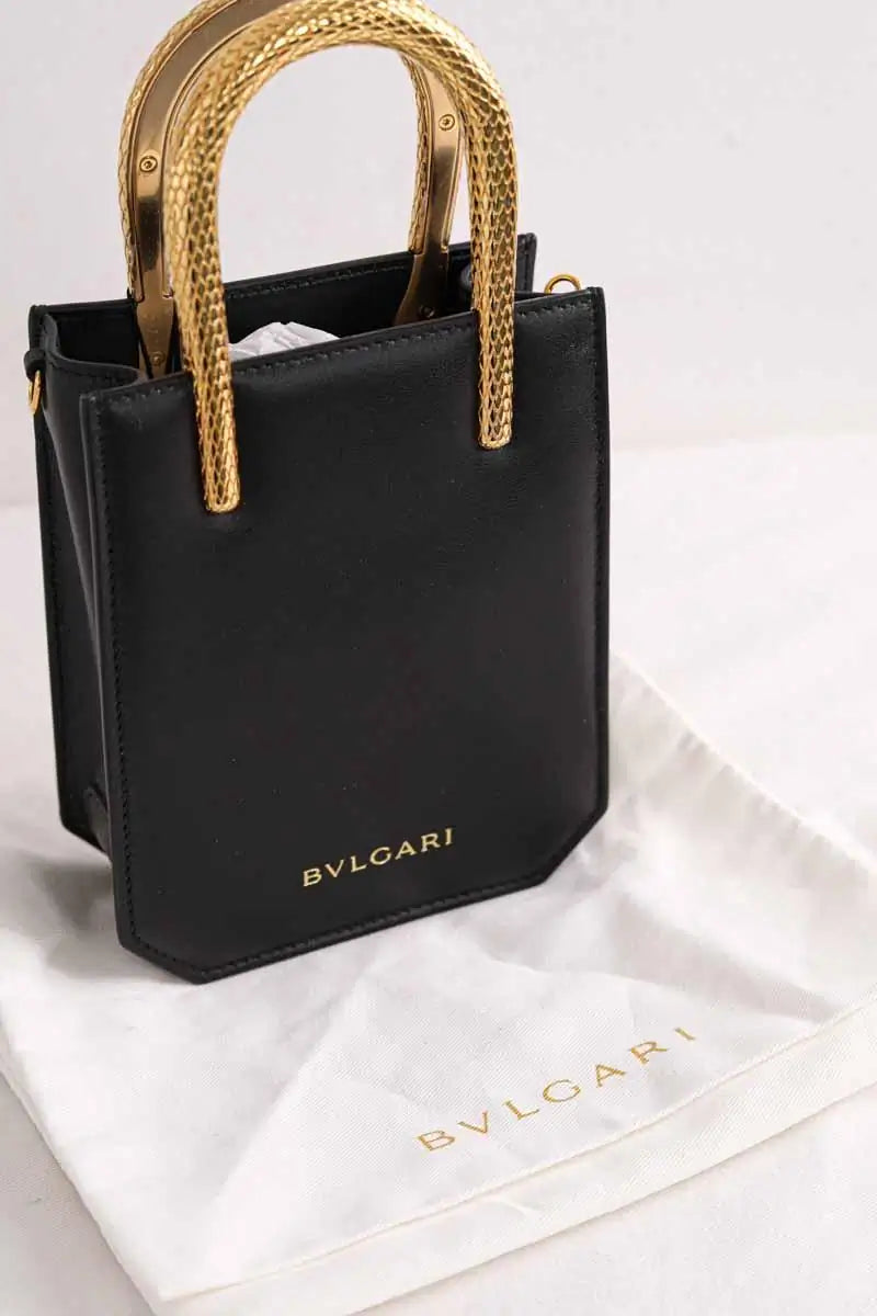 Serpentine Cabas Bulgari Noir en Cuir