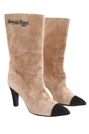 Bottes Chanel Camel en Daim