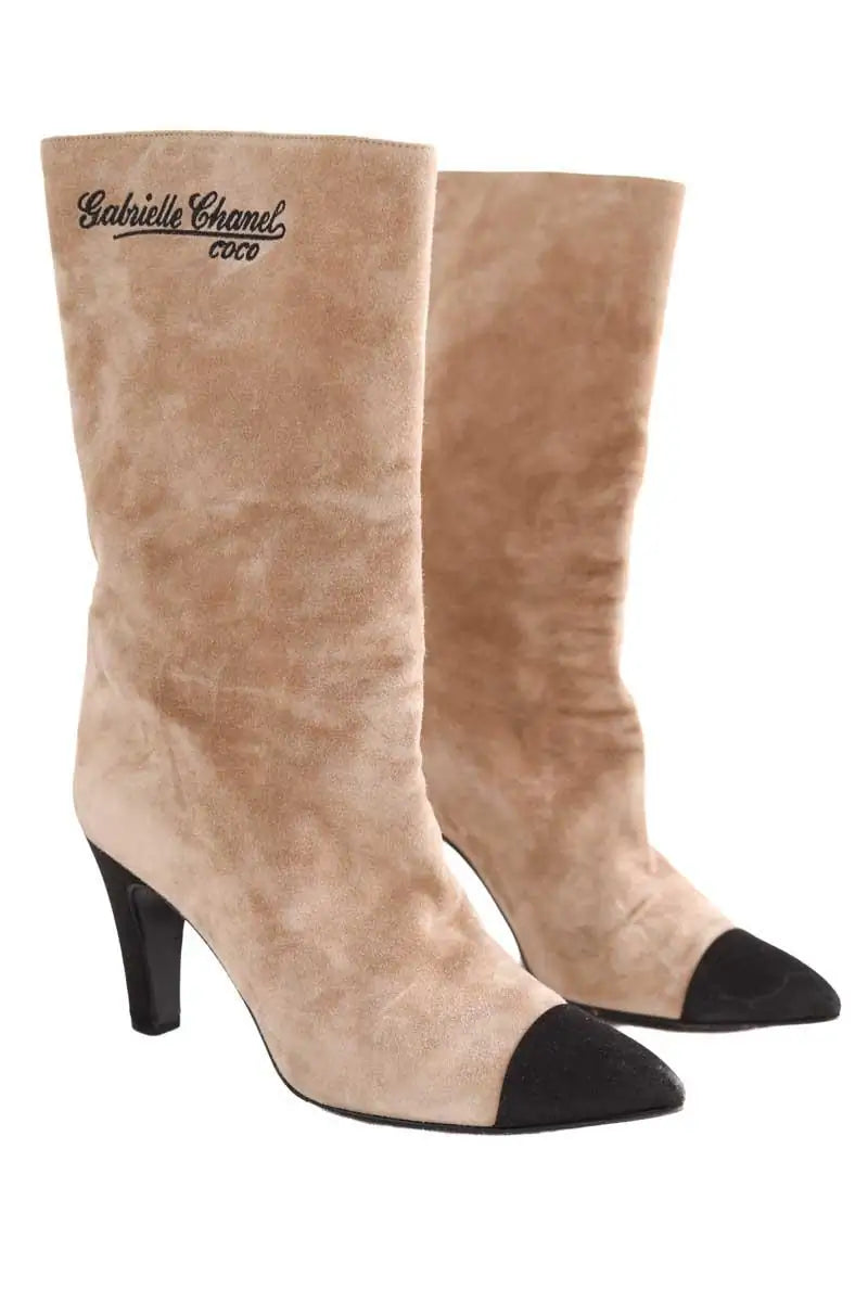 Bottes Chanel Camel en Daim