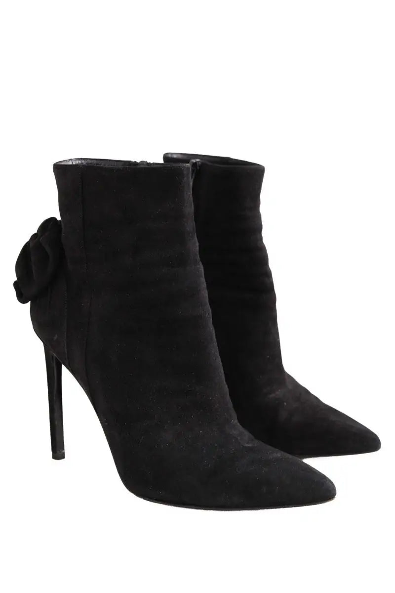 Talons Saint Laurent Noir en Daim