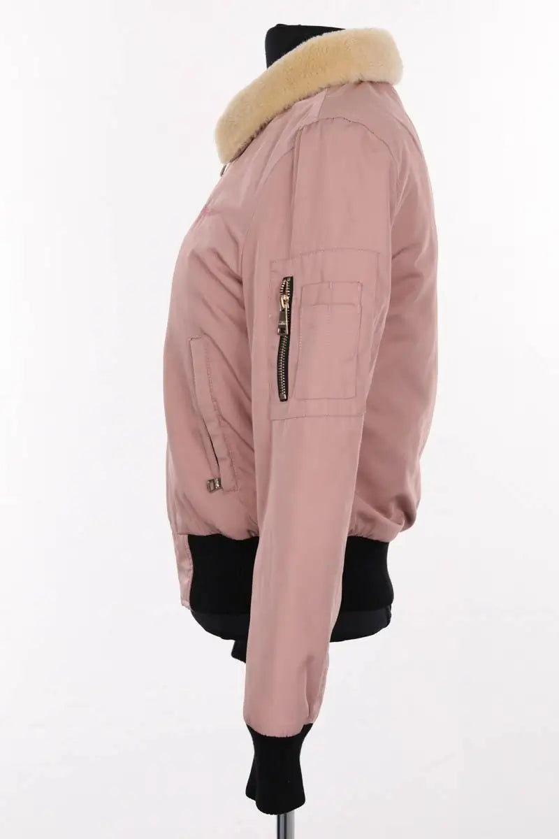 Blouson Bombers Rose en Synthétique
