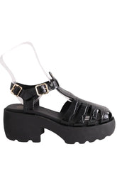 Sandales Maje Noir en Cuir, taille 36 - Seconde Main