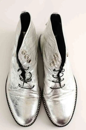 Boots à lacets Dior Argent en Cuir
