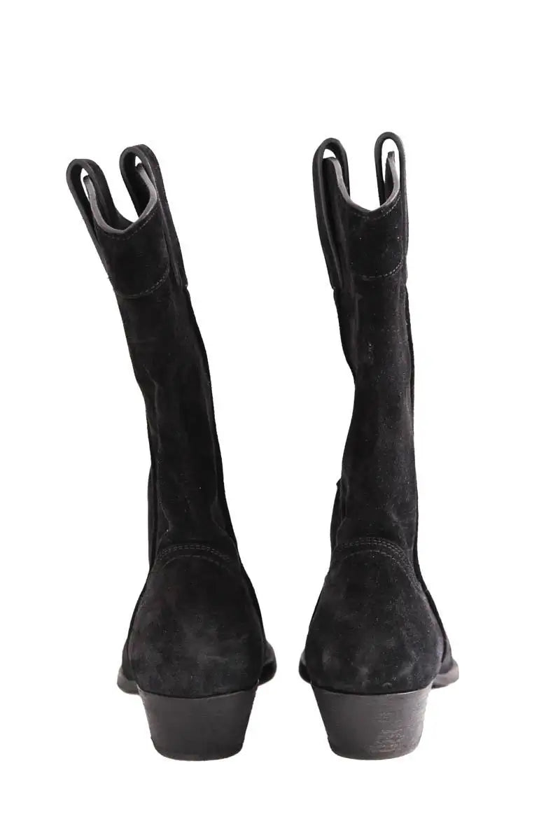 Boots western Saint Laurent Noir en Daim