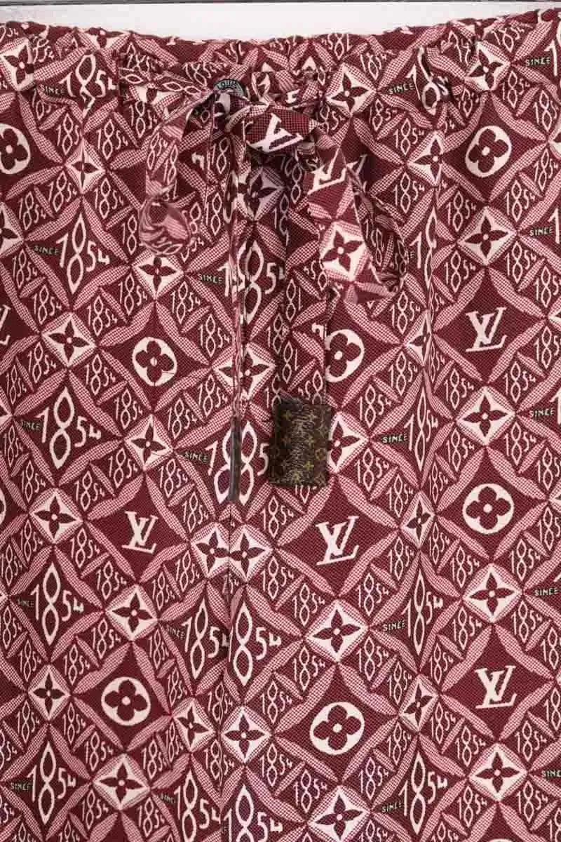 Pantalon droit Louis Vuitton Marron en Soie