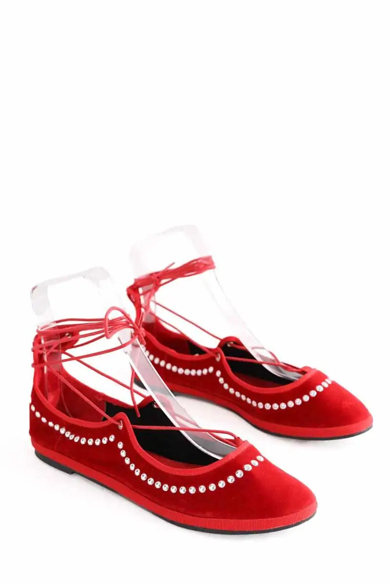 Ballerines Ilio Smeraldo Rouge en Velours