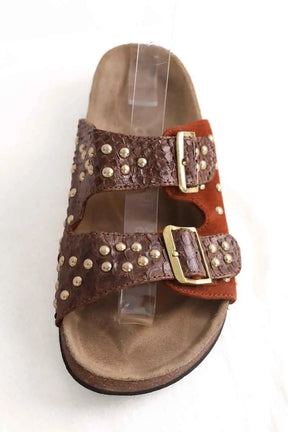 Mules Claris Virot Odette Marron en Cuirs exotiques