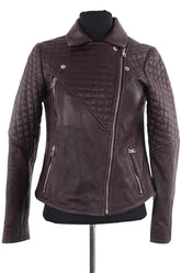 Veste Claudie Pierlot Bordeaux en Cuir, taille S - Seconde Main