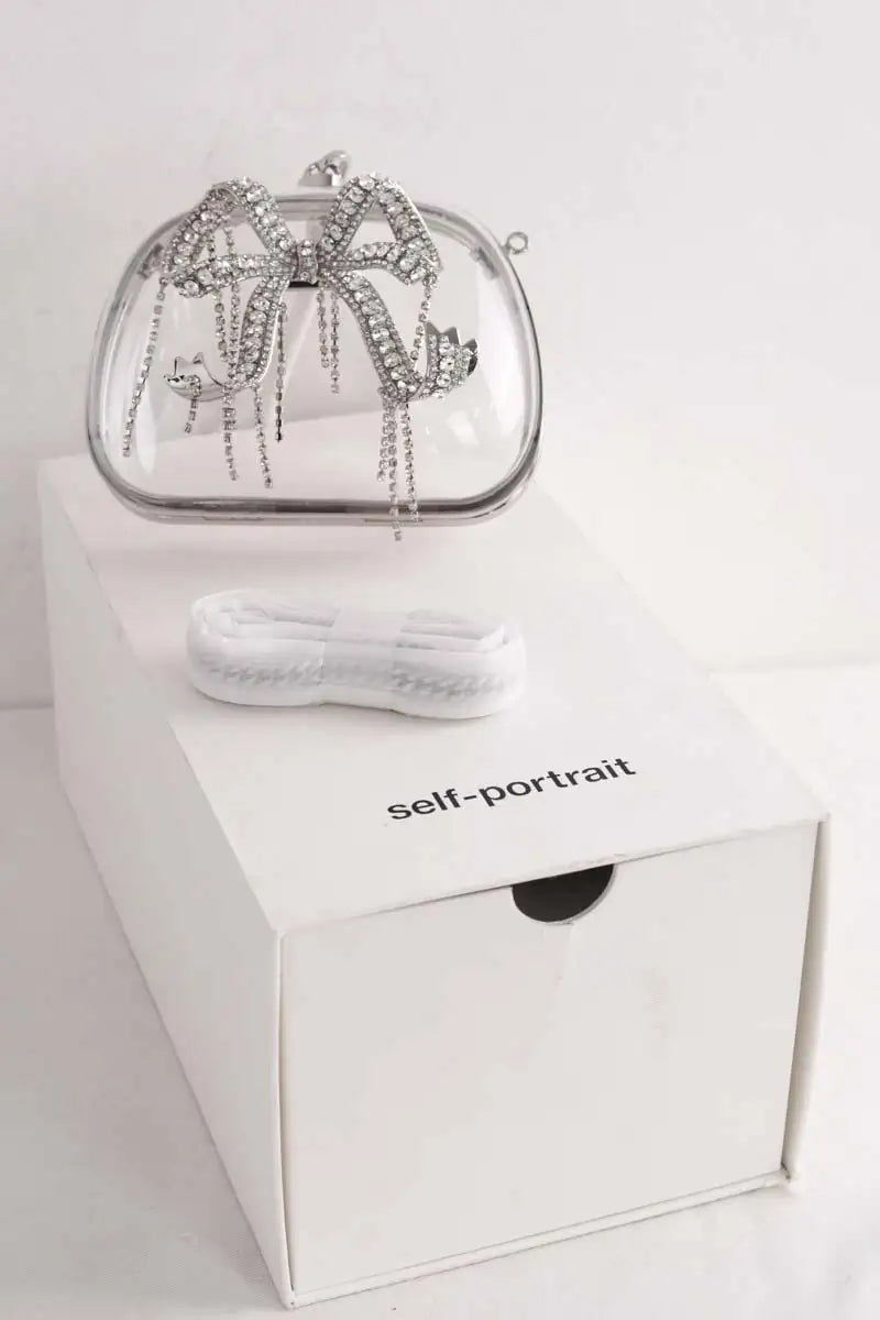Mini sac cérémonie Self-Portrait Acrylic top handle bag Argent en Synthétique