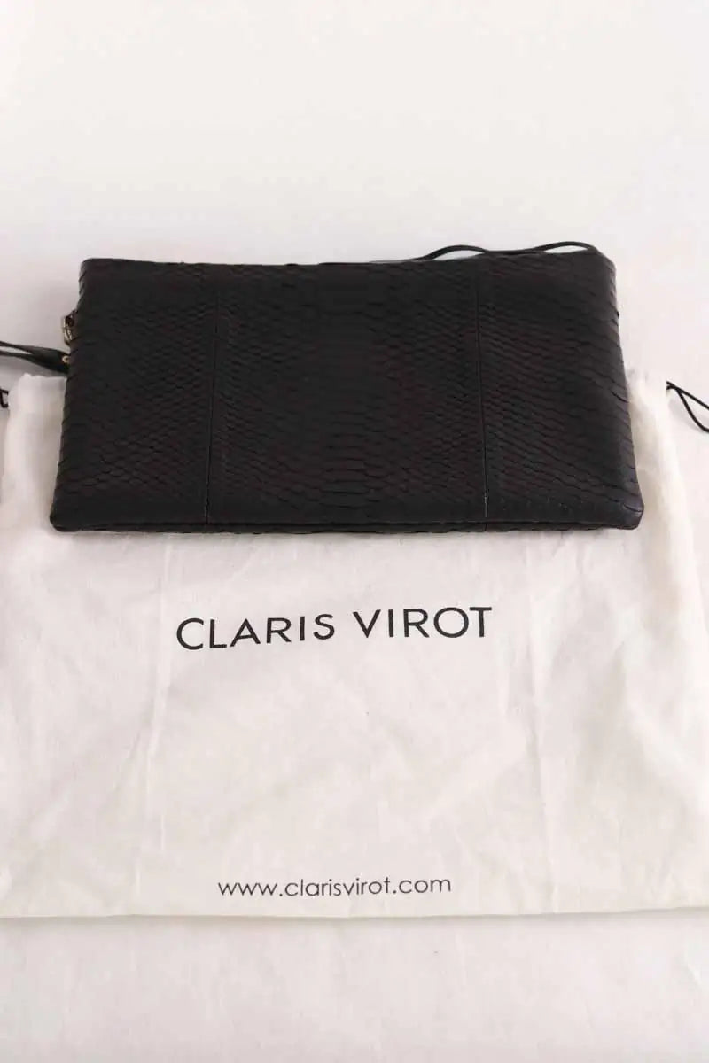Pochette Claris Virot Noir en Cuirs exotiques