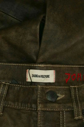 Pantalon droit Zadig & Voltaire John Marron en Cuir