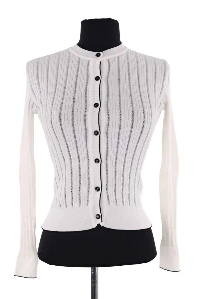 Cardigan Pinko Blanc en Synthétique, taille XS - Seconde Main