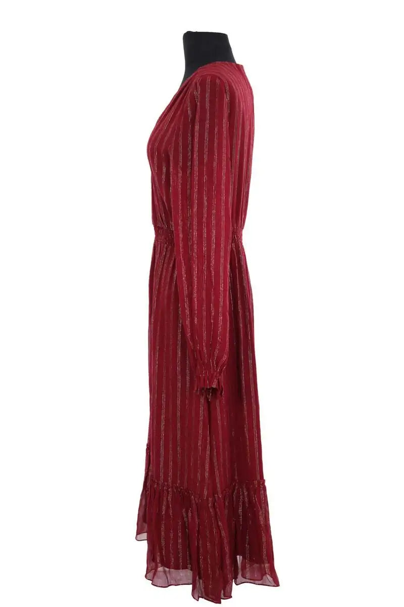 Robe manches longues Sézane Bordeaux en Soie