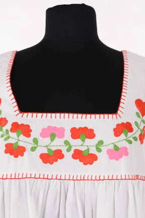 Robe brodé Manoush Blanc en Coton