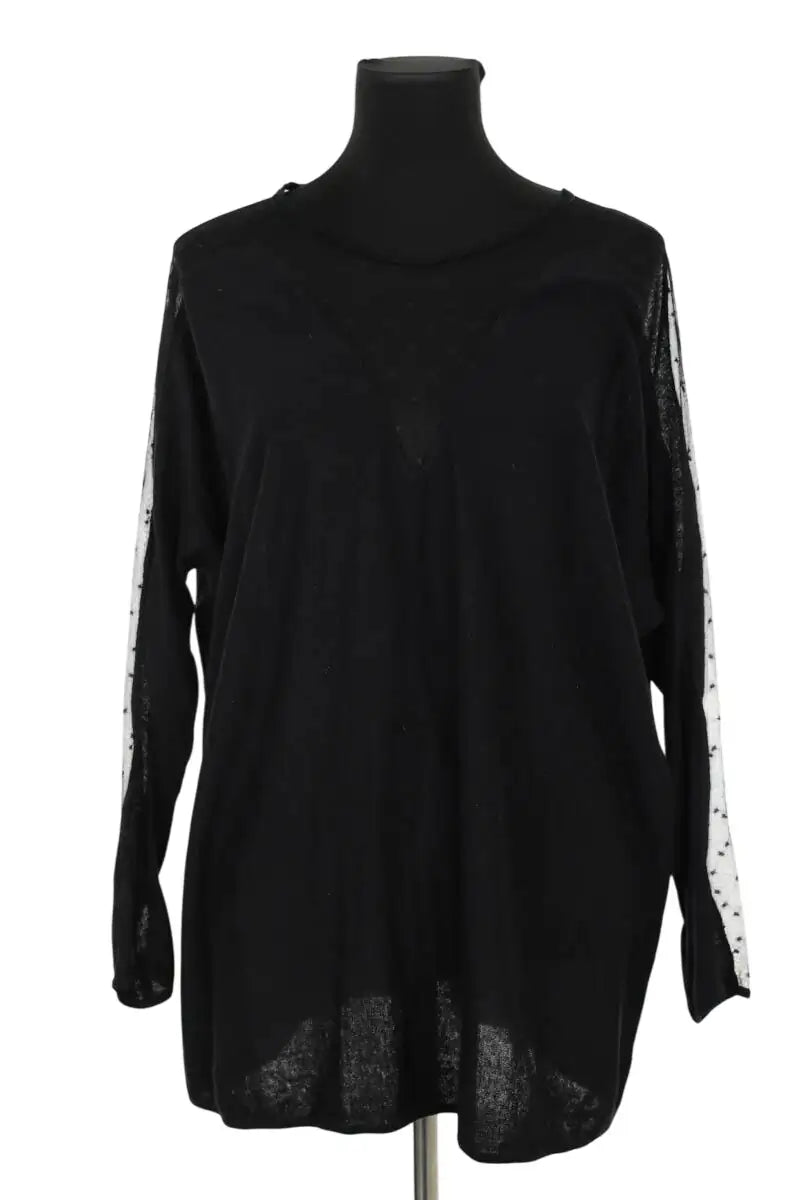 T-shirt Maje Noir en Soie, taille M - Seconde Main