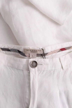 Pantalon droit Burberry Blanc en Coton
