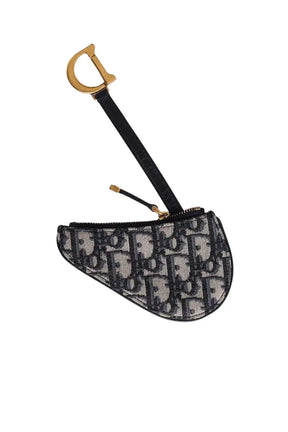 Étui à clés zippé Myrte Saddle Dior Toile jacquard Dior Oblique bleu Bleu en Cuir - Seconde Main
