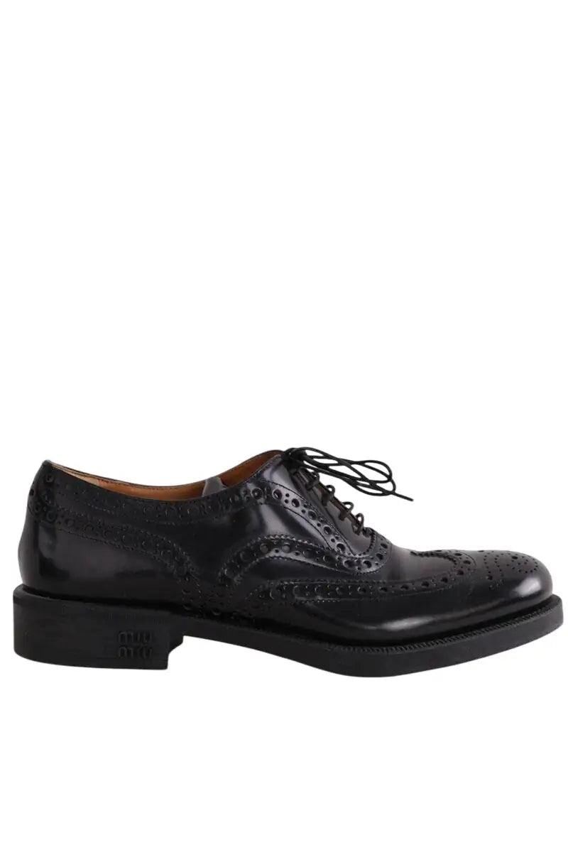 Chaussures à lacets Miu Miu Noir en Cuir, taille 38 - Seconde Main