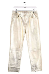 Pantalon Maison Sarah Lavoine Doré en Cuir, taille M - Seconde Main