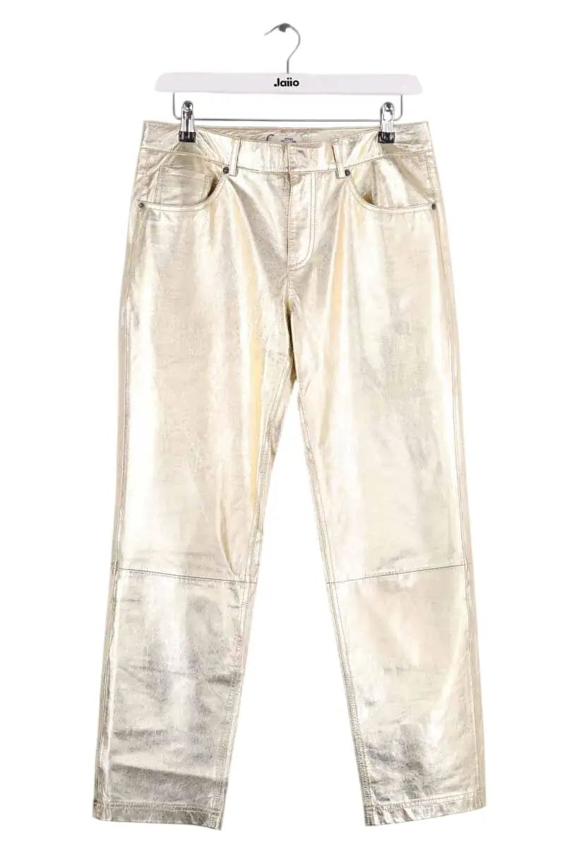 Pantalon Maison Sarah Lavoine Doré en Cuir, taille M - Seconde Main