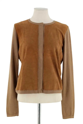 Cardigan Tara Jarmon Camel en Coton, taille L - Seconde Main