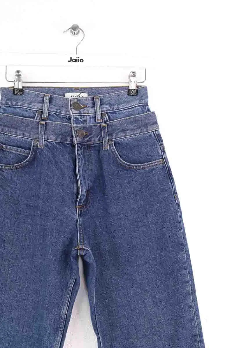Jean droit Sandro Bleu en Coton