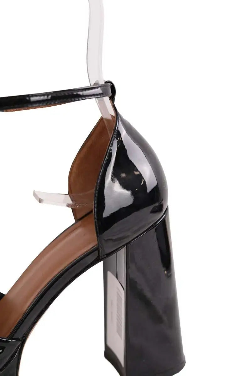 Talons Maje Noir en Cuir verni