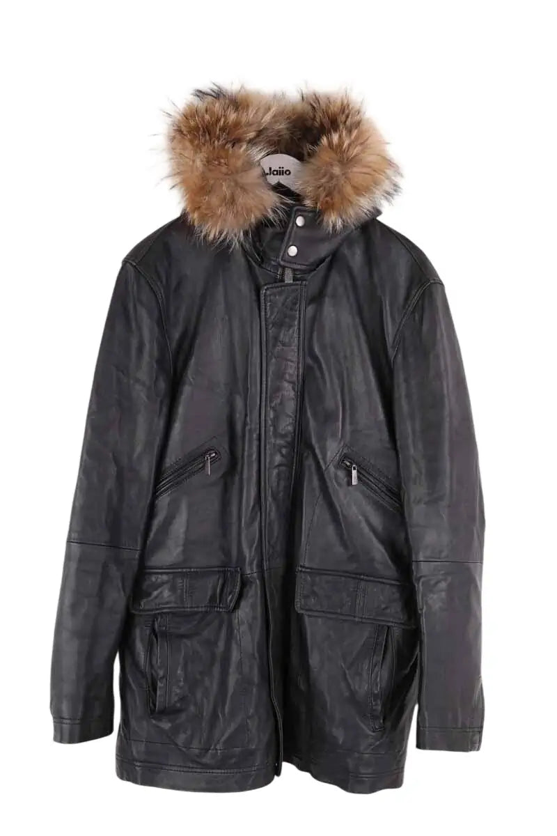 Manteau Azzaro Noir en Cuir, taille XL - Seconde Main
