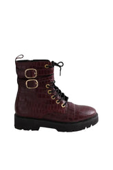 Boots à lacets Claudie Pierlot Bordeaux en Cuir, taille 39 - Seconde Main