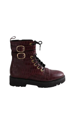 Boots à lacets Claudie Pierlot Bordeaux en Cuir, taille 39 - Seconde Main