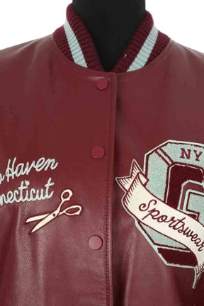 Blouson Gant Bordeaux en Cuir