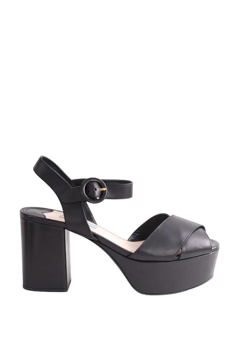 Talons Prada Noir en Cuir, taille 38 - Seconde Main