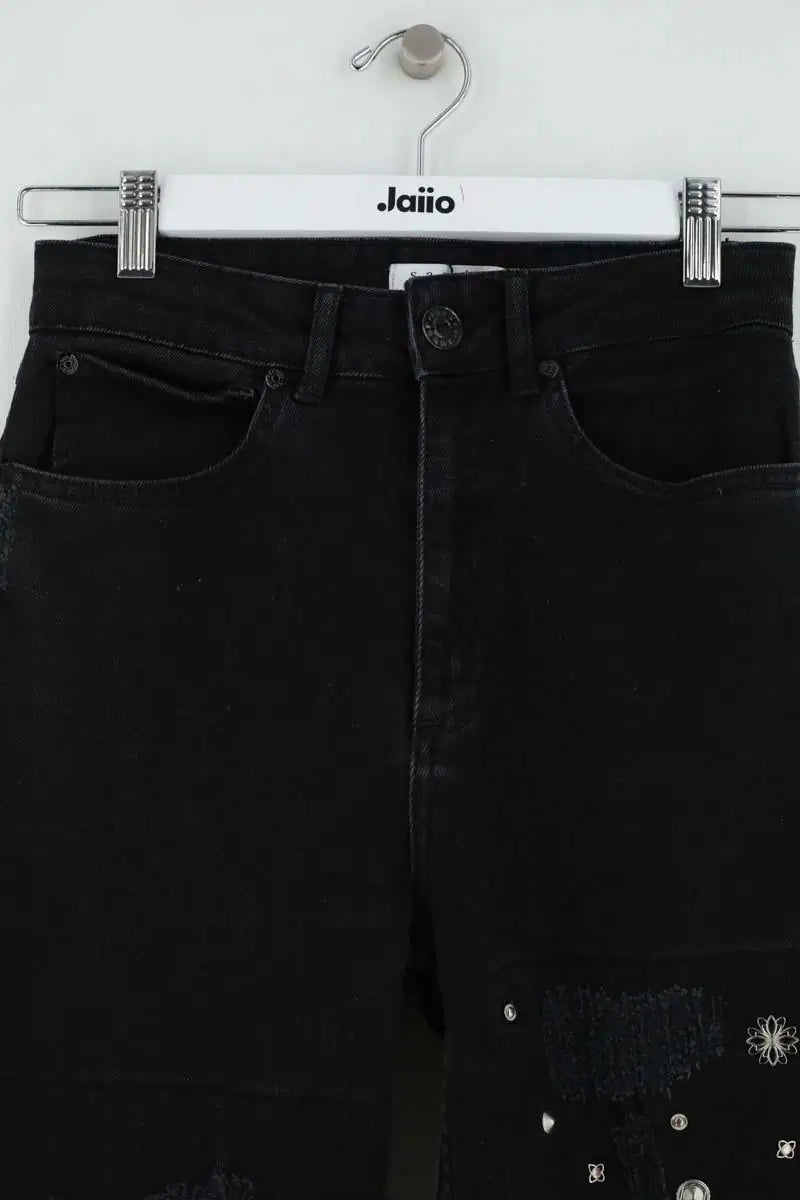 Jean droit Sandro Noir en Coton