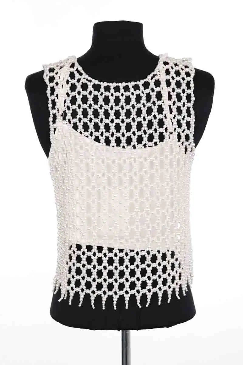 Top sans manche Maje Blanc en Synthétique