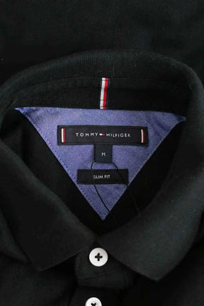 Polo Tommy Hilfiger Slim fit Noir en Coton