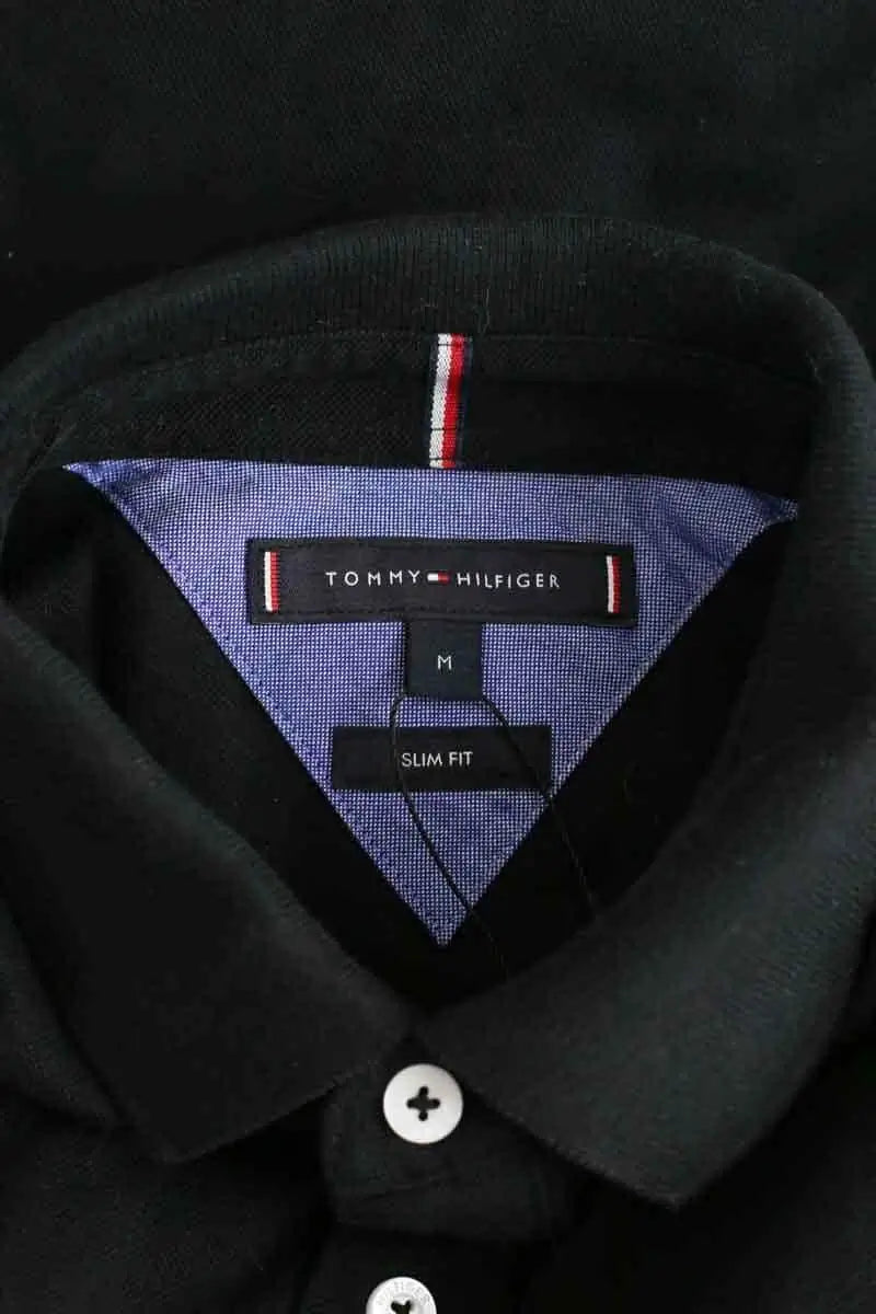 Polo Tommy Hilfiger Slim fit Noir en Coton