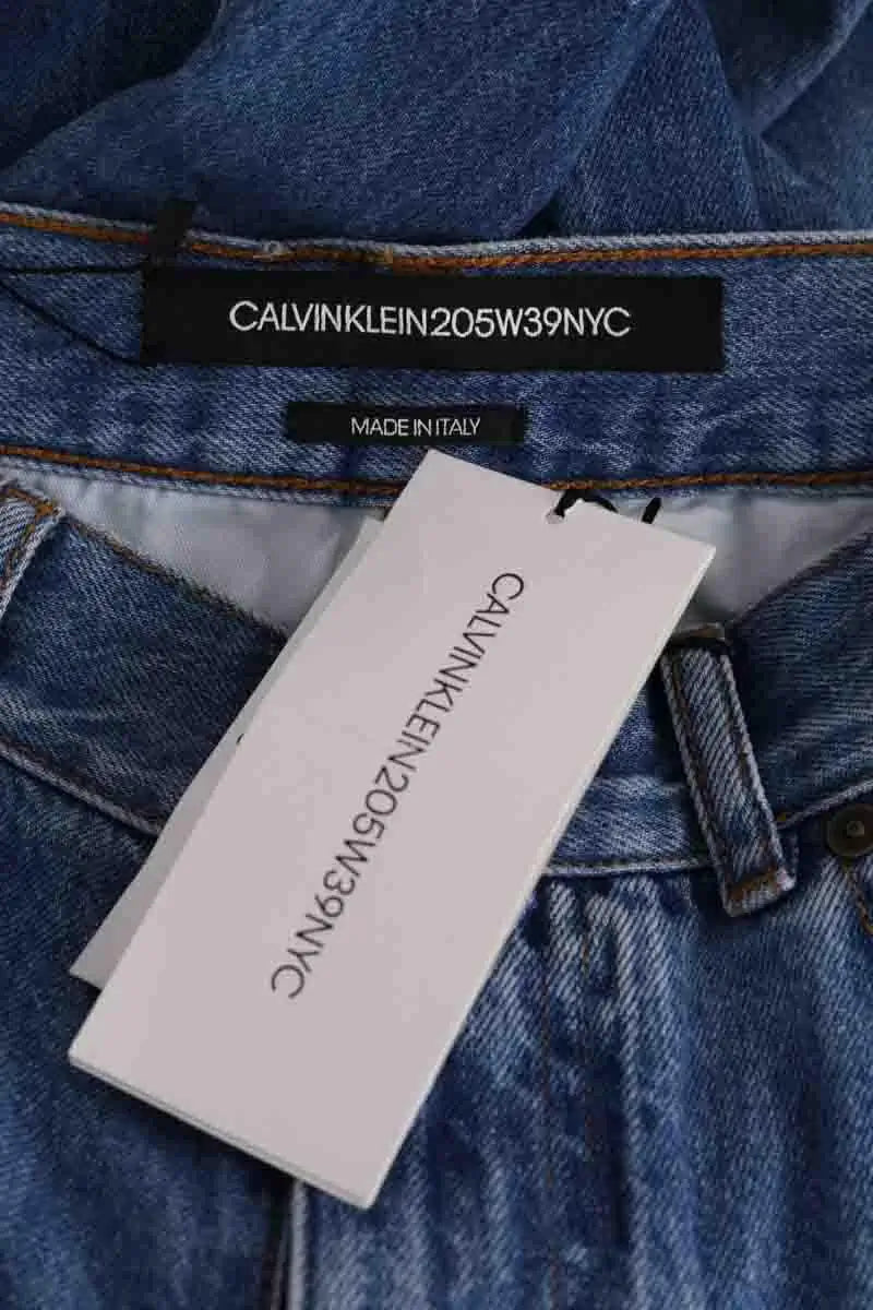Jean droit Calvin Klein Bleu en Coton