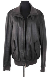 Blouson Yves Saint Laurent Noir en Cuir, taille L - Seconde Main