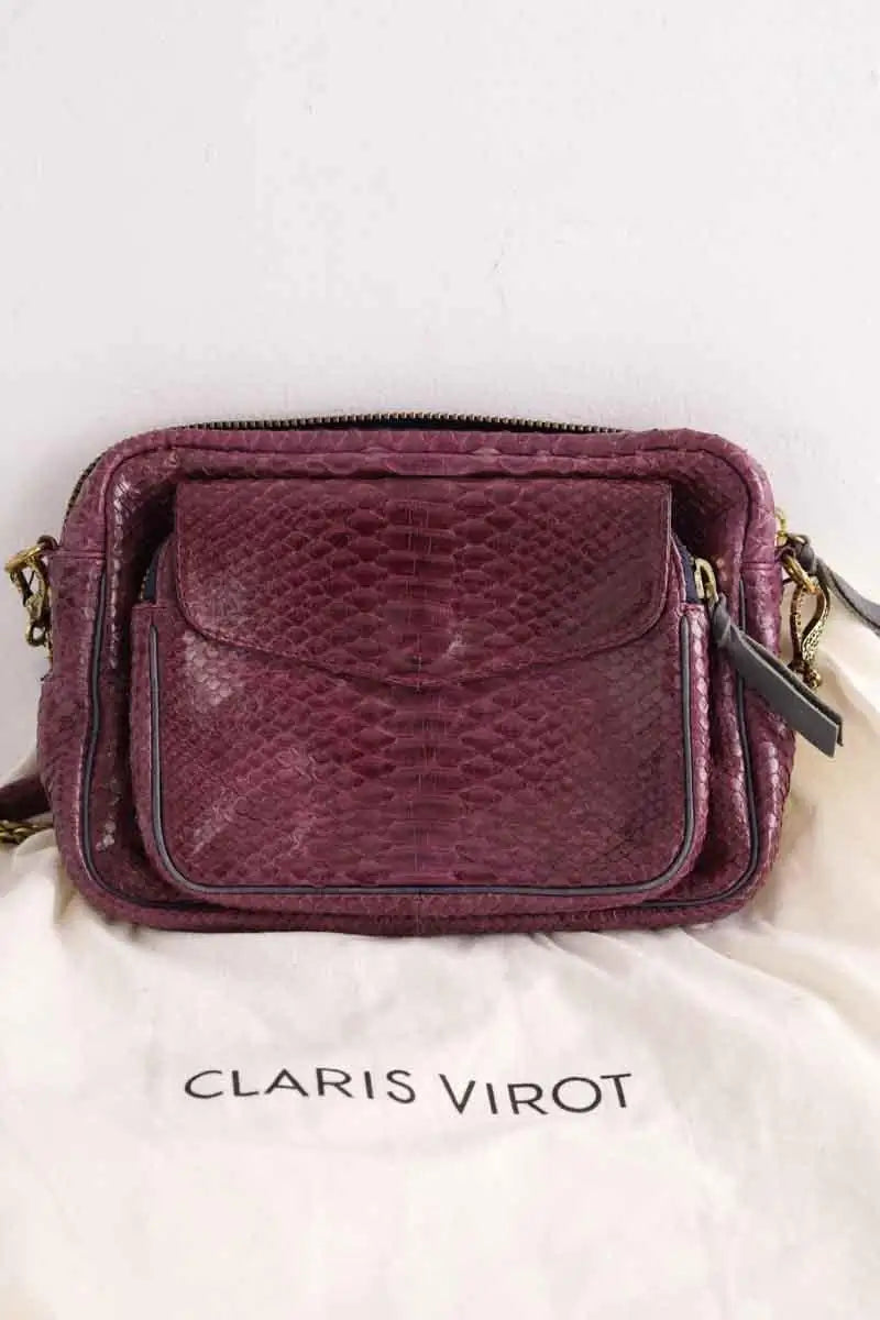 Sac à bandoulière Claris Virot Violet en Cuir
