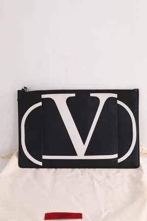 Pochette Valentino Noir en Cuir