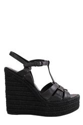 Sandales Saint Laurent Noir en Cuir, taille 38 - Seconde Main