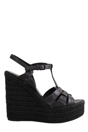 Sandales Saint Laurent Noir en Cuir, taille 38 - Seconde Main
