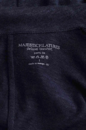 Cardigan Majestic Filatures Bleu en Lin